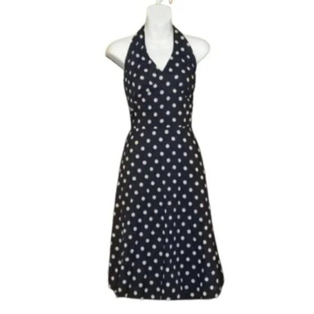 Jones New York Signature Polka Dot Dress Navy